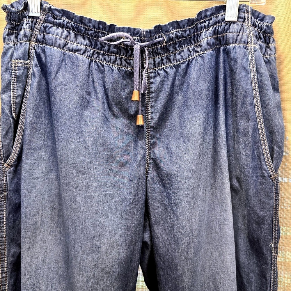 Calvin Klein Jeans Pants Women's 32/14 Blue Denim Jogger Drawstring Utility - Picture 2 of 10